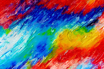 Colorful colorful background. Strokes with a wide brush, acrylic paints. 