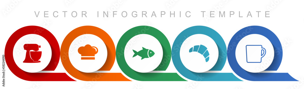 Aufkleber cooking icon set, miscellaneous icons such as mixer, chef hat, fish, cake and cup for webdesign and 