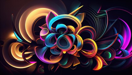 Colorful neon abstract art background. Generative AI
