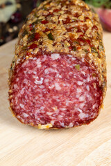 salami made of high-quality meat with spices and garlic