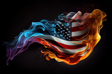 United States Flag On Wooden Background. Generative Ai