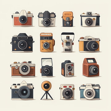 set of cameras icons 