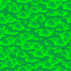 Green Snails Seamless Pattern Background