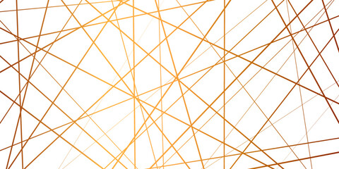 Obraz premium Abstract luxury golden geometric random chaotic lines with many squares and triangles shape on white background.