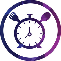 Eat time vector logo template. This logo with clock, spoon and fork symbol. Suitable for home, restaurant, cooking, healthy.
