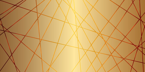 Abstract luxury golden lines with many squares and triangles shape on golden background. Geometric random chaotic lines background.