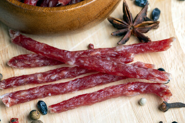 Homemade dried pork meat for long-term storage