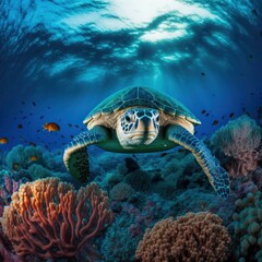 Conservationist working to protect their habitats, or a tourist marveling at their beauty, marine turtles are a cherished and iconic species that deserve our respect and attention. GENERATIVE AI