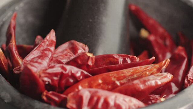 Red dry chili pepper texture background. Mexican Dry chili for make a cayenne or preserve food to keep for a long time.
