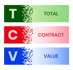 Fototapeta premium TCV - total contract value. acronym business concept. vector illustration concept with keywords and icons. lettering illustration with icons for web banner, flyer, landing page, presentation