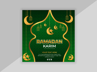 Ramadan social media post template with moon and star shape