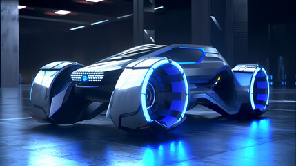 Futuristic AI Powered Car Prototype, future of automobile industry. Generative AI
