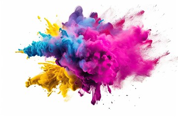 colorful powder exploding on a white background. Generative AI