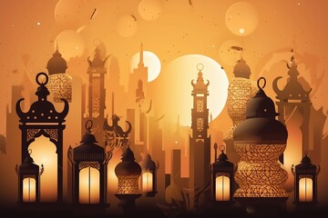 mosque in the golden night