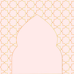 Ramadan, Eid, geometric pattern with gate design, seamless pattern, gold and beige, for cards, wallpaper.