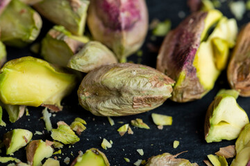 Crispy delicious pistachios with salt without shell