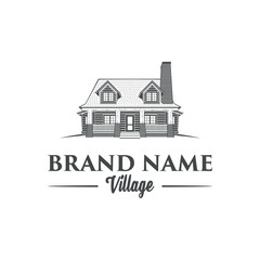logo house in old vintage style with a design template