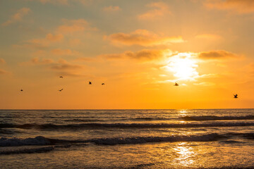 A beautiful and reflective sunset at Blacks Beach in San Diego, California