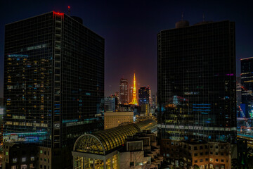 Obraz na płótnie Canvas 港区のビル群と東京タワー
