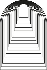 PNG illustration modern minimalistic retro aesthetic linear boho frame arch arc portal logo bohemian design element mystical geometric abstract border