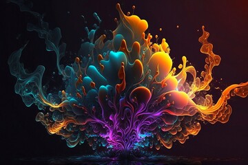 Colored liquid splashes. Generative AI