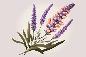 Lavender flowers isolated on white background. Generative AI