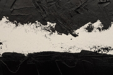 Art modern oil and acrylic smear blot canvas painting wall. Abstract texture black color stain...