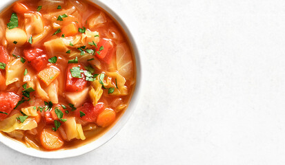 Cabbage soup in bowl