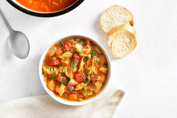 Cabbage soup in bowl