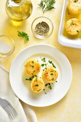 Fondant potatoes on plate