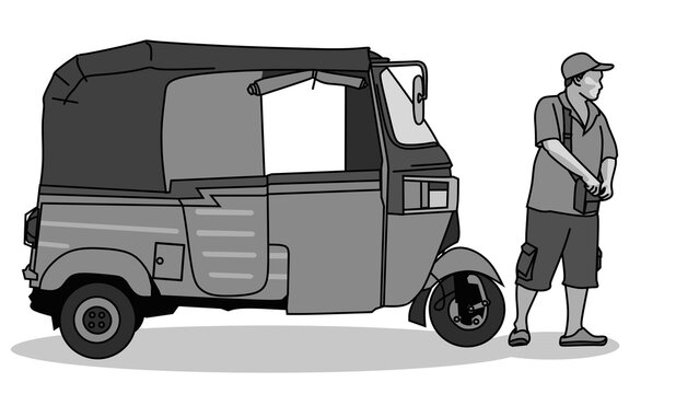 Indonesian local transportation three wheel bajaj jakarta traditional culture with bajaj deliver bajai