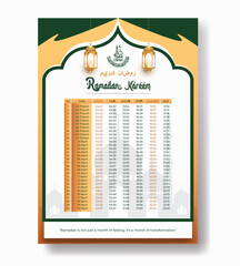 Free vector Ramadan calendar template design
