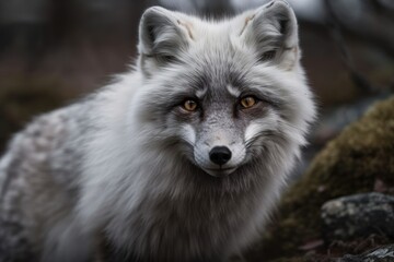 Portrait of an Arctic fox (Vulpes lagopus) in the background. Generative AI