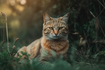 feline in a field. Generative AI