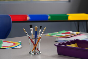 Obraz premium brushes for paints at school