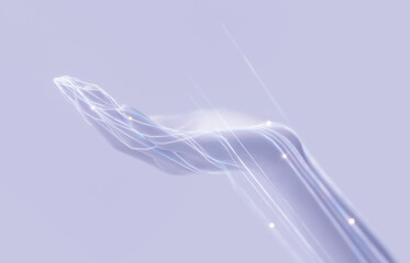 Digital data providing. 3d rendering helping hand online service and assist, sharing content concept