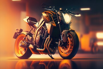 Plakat Motorcycle wallpaper illustration. AI generation
