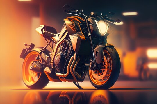 Motorcycle wallpaper illustration. AI generation