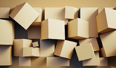  a bunch of boxes that are stacked up on top of each other in a pile on a brown background with a black background behind them.  generative ai