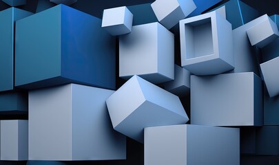  a bunch of cubes that are stacked up in the air with one cube in the middle of the picture and one cube in the middle of the picture.  generative ai