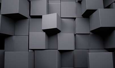  a bunch of cubes that are stacked together in a wall of grey cubes, with one of the cubes facing the camera.  generative ai