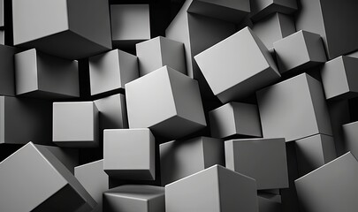  a bunch of cubes that are all together in a pile of cubes that are all together in the same square shape, all in black and white.  generative ai