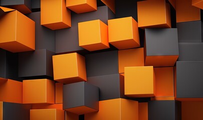 an abstract orange and grey background with cubes in the middle of the image and a black square in the middle of the image,.  generative ai