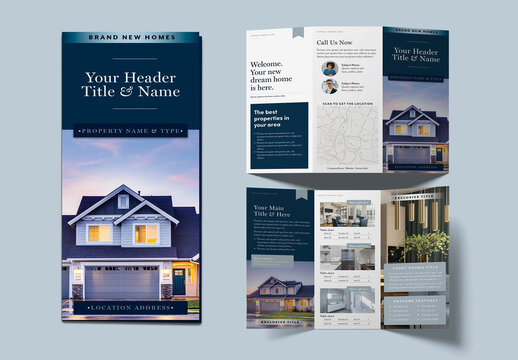 Blue & Elegant Real Estate Trifold Brochure