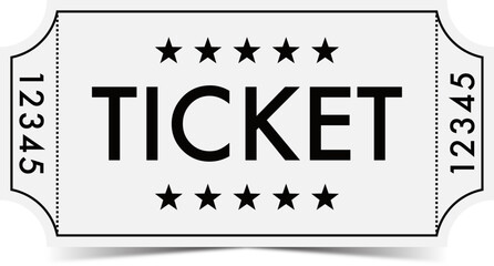 Vector ticket isolated on white background. Cinema, theater, concert, play, party, event, festival black and gold ticket realistic template. Ticket icon for website
