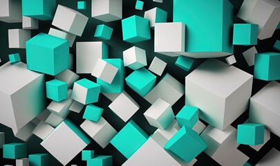  a bunch of cubes that are in the middle of a wall of blue and white cubes that are in the middle of the wall.  generative ai