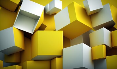  a bunch of cubes that are yellow and white with a yellow background that is very similar to the ones in the picture, but are different colors.  generative ai