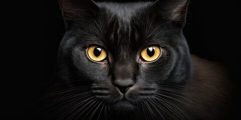 Black Cat with yellow eyes, generative ai