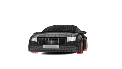 sports car wireframe made in 3d
