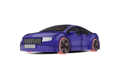 Naklejka premium sports car wireframe made in 3d